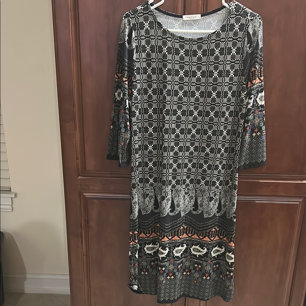 Brown and Cream Patterned Dress
